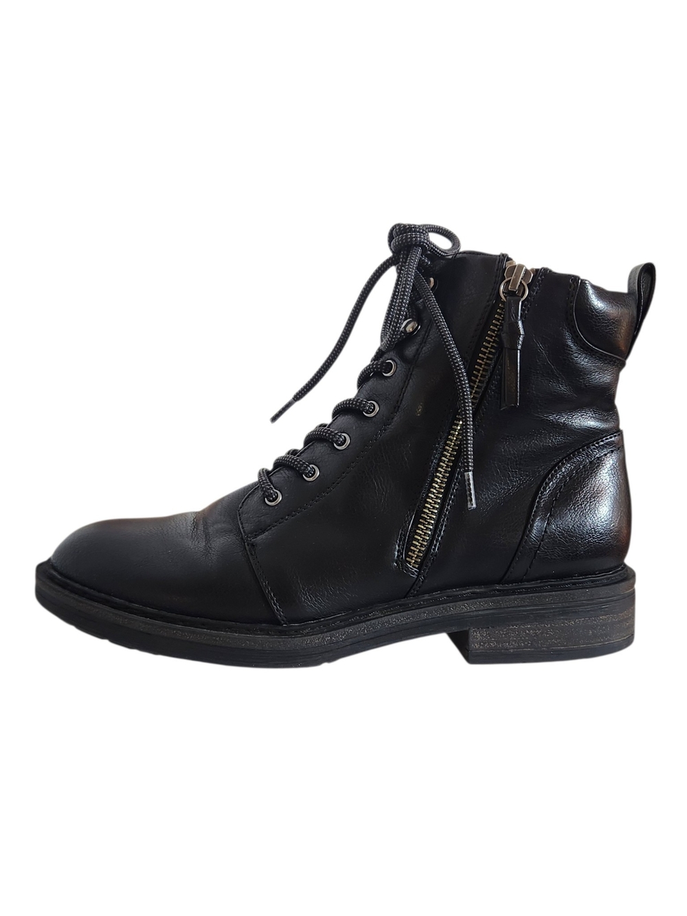 Baretraps Black Lace-Up Combat Booties Size 8
